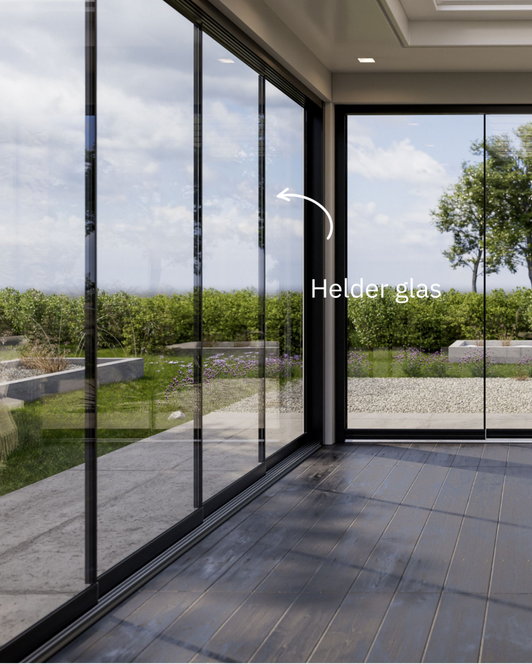 Glazen schuifwand met helder glas