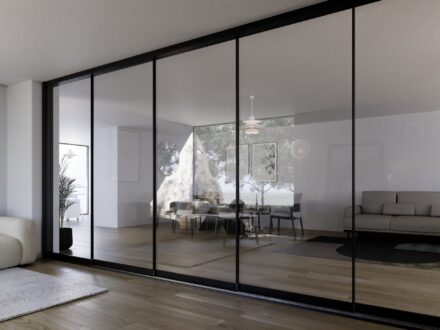 5-rail Glazen Schuifwand