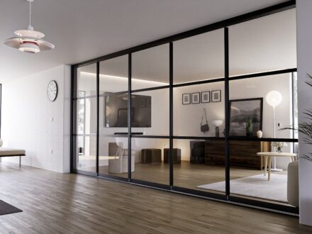 5-Rail Steellook Glazen Schuifwand