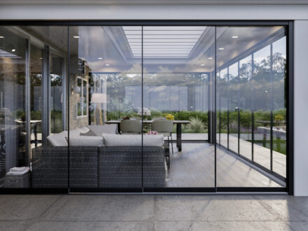 Overkapping glazen schuifwanden luxe