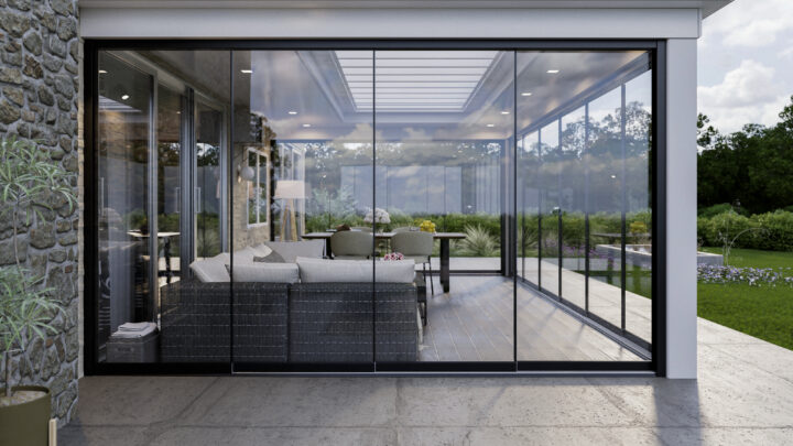 Overkapping glazen schuifwanden luxe